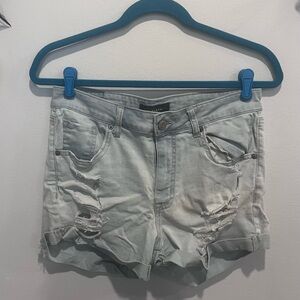Aeropostale High Waist Midi Jean Shorts, Ripped